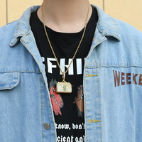 Collier pendentif Hip Hop Dollar glacé, motif sac à main et billet de banque en dollars américains