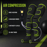 Masseur de jambes à compression d'air pour la récupération sportive avec chauffage du genou, 4 modes et 4 niveaux de pression pour les athlètes, noir et vert
