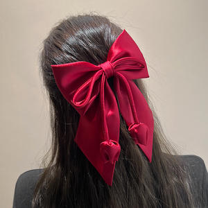 Fermaglio <span class=keywords><strong>per</strong></span> <span class=keywords><strong>capelli</strong></span> con fiocco e perle, il più venduto, in raso rosso di alta qualità, <span class=keywords><strong>accessori</strong></span> <span class=keywords><strong>per</strong></span> <span class=keywords><strong>capelli</strong></span> in stile giapponese e coreano <span class=keywords><strong>per</strong></span> donna - Product Image 5