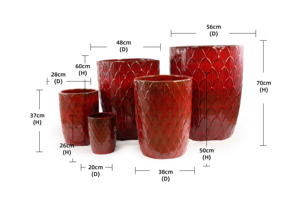 Set di 4 Vasi da Fiori in Ceramica Smaltata, Grandi, Moderni e Classici, per Interni/Esterni, con Fori di Drenaggio - Vendita all'Ingrosso - Product Image 6