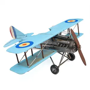 Avião de metal vintage de artesanato, de alta qualidade, artesanato, modelo de aeronave azul de ferro, decoração (5753), presente, artesanato