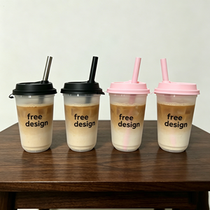 Oferta Especial: Vasos de Plástico PP Rígido con Fondo Cuadrado para Té de Burbujas Boba, con Logotipo Personalizado, Reciclados, de 14oz, 16oz, 24oz, con Tapa y Pajitas, Matcha 16 oz - Product Image 1