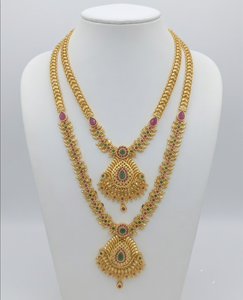 Collar Mala Elegante con Rubíes en Capas de DIVYORO para Mujer, Chapado en Oro, Joyería Étnica Clásica Personalizada para Compromiso, Colección de Boda - Product Image 3