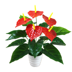 Qslh plantas verdes artificiais v879, látex em vaso, anturlio bonsai para decoração caseira - Product Image 1