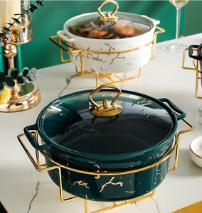 Nordic <strong>Rectangular</strong> <strong>Ceramic</strong> Casserole with Two Ears Household Cutlery Heating Dry Stockpot Creative <strong>Pot</strong> Holder Factory Wholesale - Product Image 2