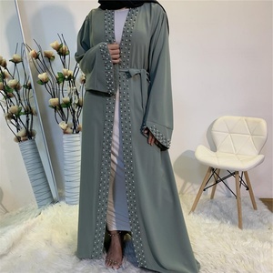 1838# Hot Sale Open Abaya for Women Fashion Handmade Pearls Women Muslim Eid Ramadan Abaya Dubai Islamic <b>Kaftan</b> Wholesale - Product Image 5