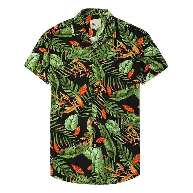 Camisa havaiana estampada masculina de manga curta, camisa havaiana impressa, 2022