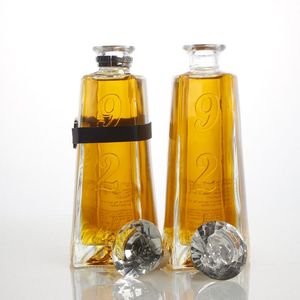 Venta al por mayor logotipo personalizado forma cuadrada 750ml claro lujo vino whisky <span class=keywords><strong>vodka</strong></span> Ron Ginebra tequila botella de vidrio con tapa de corcho - Product Image 4