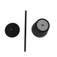 Lampe à intensité variable avec charge USB au design moderne, lumière tricolore portable, abat-jour en métal pour la décoration de la chambre, du bureau, du restaurant, noir
