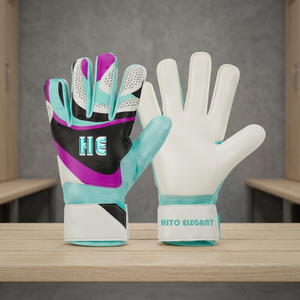 Gants de gardien de but de football professionnels personnalisés 2025 avec logo, en cuir respirant de haute qualité, à doigts complets, antidérapants, avec fermeture auto-agrippante - Product Image 2
