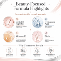 Bâtonnets de gelée de collagène hydratants à marque privée, suppléments blanchissants anti-âge à l'acide hyaluronique et vitamine C, taille personnalisable