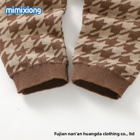 Ins Mimi Bear Nouvelle Collection Printemps/Automne Combinaison Bébé à Capuche Chaude avec Boutons Pression sur le Devant, Tenue de Naissance en Coton Pied-de-Poule