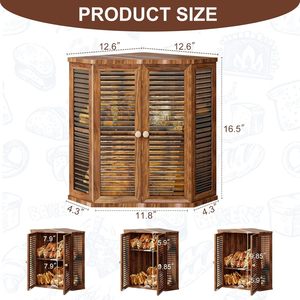 Boîte à pain en bois Smart Enjoyment à double étage, étagère d'angle pour comptoir de cuisine, pour collations et desserts - Product Image 3