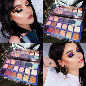 Paleta de <span class=keywords><strong>Sombras</strong></span> de Ojos Plegable de 18 Colores <span class=keywords><strong>Huda</strong></span> Moji, Juego de Paletas de Maquillaje Vacías, Paleta de <span class=keywords><strong>Sombras</strong></span> de Ojos Docolor Edición Festiva - Product Image 2