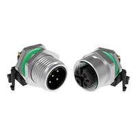 Connecteur de panneau M12 à 5 broches (Code A) mâle/femelle, étanche IP67, avec contacts plaqués or, 4A, -25 à +85°C