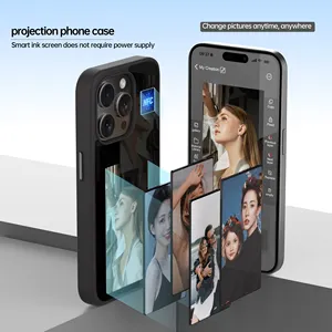 आईफोन 15 14 13 12 11 प्रो मैक्स मोबाइल फोन केस के लिए नया स्मार्ट DIY डिजिटल ई इंक स्क्रीन एनएफसी फोन केस