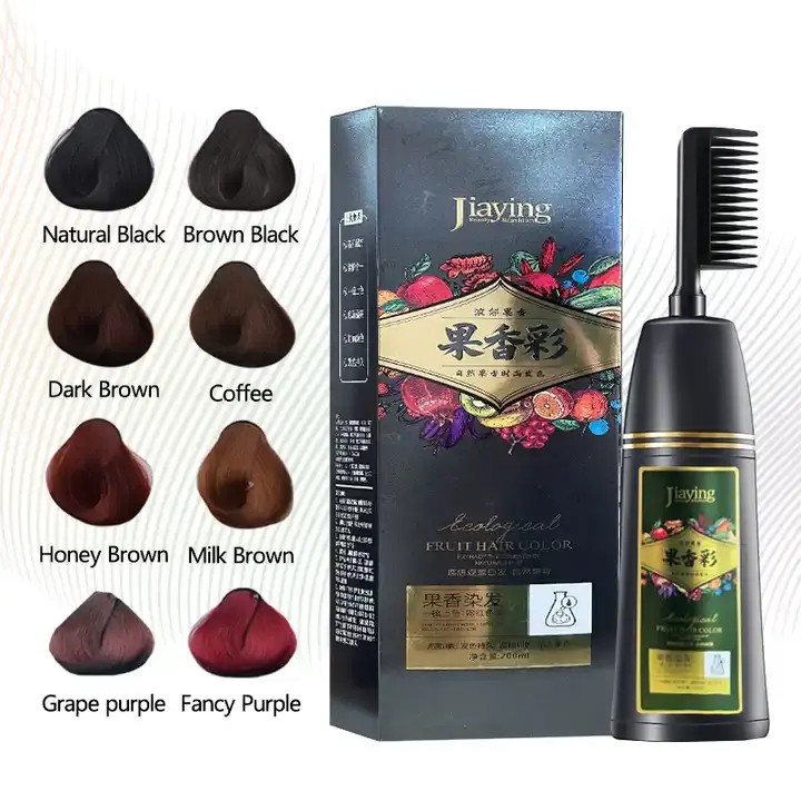 JIAYING Brands 200ml Private Label Permanent Black Ammonia Free Herbal Magic Italian Dye Hair Color With Comb