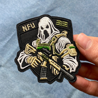 Patch brodé à l'ordinateur écologique à repasser, drôle de fantôme, crocodile, coyote, pour la décoration de chapeaux, de sacs et de vêtements