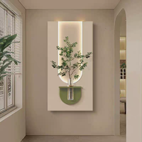 Lampe moderne 3D en grès blanc chaud avec plante artificielle verte, décoration artistique pour salon, hôtel, salle de bal, porche