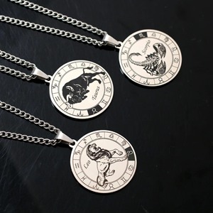 Collana uomo in acciaio inox Con dodici <span class=keywords><strong>segni</strong></span> <span class=keywords><strong>zodiacali</strong></span> ciondolo semplice e di fascia alta accessorio Con-stellation segno di stella Aries - Product Image 1