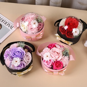 DAMAI Colorful Luxury Round Ball Soap Rose Flower Gift Portable <b>Box</b> for Wedding Preserved Fresh Roses With Crystal <b>Box</b> - Product Image 1