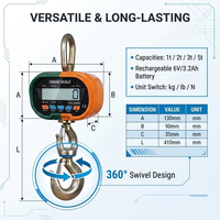 Balance numérique suspendue en acier allié avec batterie interchangeable 1t-3t, rechargeable, avec prise en charge de l'échange à chaud, OEM pour une utilisation 24/7