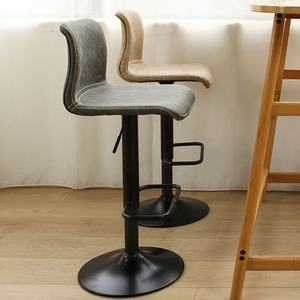 Silla de Cocina Alta Giratoria Negra Ajustable Estilo <span class=keywords><strong>Bistro</strong></span> Retro para Barra de Desayunos - Product Image 4