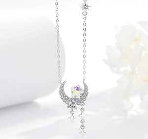 Collar con colgante de estrella y luna celestial de plata de ley S925 para mujer, joyería fina estética Y2K, cadena con borlas, regalo de cumpleaños - Product Image 2