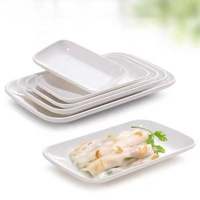 Restaurant en gros A5, vaisselle rectangulaire en mélamine blanche, assiette, vaisselle de petit déjeuner, logo personnalisé