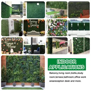 Panel tikar rumput Topiary imitasi plastik, kustom, tanaman pagat privasi buatan dinding hijau untuk taman vertikal
