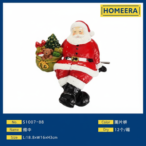 Ornamento di Babbo Natale in resina per decorazione natalizia confezione da 12 pezzi L185 W16 H9cm palla di natale e ornamento per albero - Product Image 1