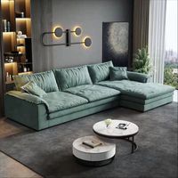 Europäischer Ecksofa im Übergröße-Format mit Chaiselongue, Doppelfunktion, Naturlatex-Füllung, Stoffbezug, Komplettset für