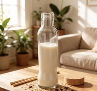 Bouteilles de jus en verre Sishang 315 ml, transparentes et rondes, avec couvercles et étiquettes – Vente directe et personnalisation