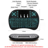I8 Mini Keyboard Nirkabel dengan Lampu Latar 3 Warna 2.4GHz Bahasa Inggris Rusia Air Mouse dengan Touchpad Remote Control untuk PC Laptop