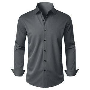 Chemise décontractée unie en popeline pour homme, col rabattu, manches longues, fermeture à bouton unique, tissu tissé d'été, teint en fil ODM, anti-UV - Product Image 4