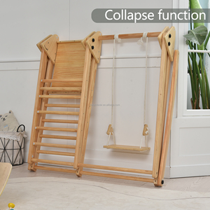 5 trong 1 sân chơi trong nhà Montessori Toddler chơi thiết lập gấp phòng tập thể dục bằng gỗ pickler tam giác leo khung với Swing trượt - Product Image 3