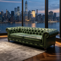 Amerikanisches Luxus-Vintage-Chesterfield-Sofa aus grünem Vollnarbenleder, 2-Sitzer-Couch, Wohnzimmermöbel, Hotel-Lobby-Sofas