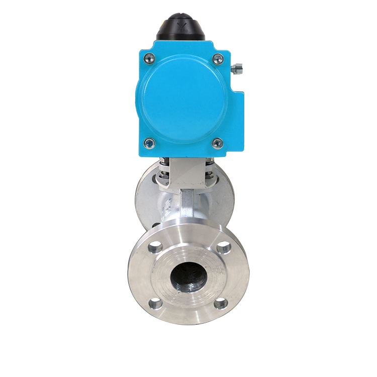 DN50 2 pulgadas 12V 24V CF8 de acero inoxidable actuador neumático brida neumático integrado válvula de bola