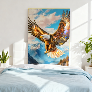 Cuadro de Porcelana con Cristal Estilo Art Deco, Diseño Animal (Águila), Marco Negro/Dorado, Personalizable para Sala de Estar o Entrada - Product Image 5