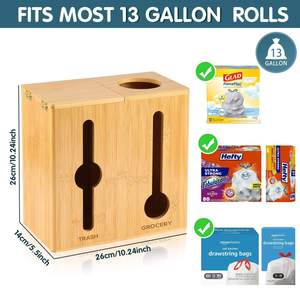 Bamboo <b>Storage</b> <b>Box</b> For Trash And Grocery Bags With Lid Standing Type Eco Friendly <b>Kitchen</b> Organizer - Product Image 3