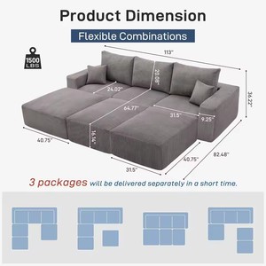 Canapé modulaire gris 3 places Cloud pour salon avec coussins en mousse compressée - Product Image 2