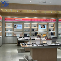 Vitrine d'exposition personnalisée pour magasin d'optique, présentoir mural en bois rétroéclairé par LED pour lunettes, étagère de vente au détail pour lunettes de soleil, pour magasin d'optique, centre commercial, kiosque