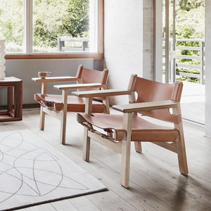 Dreamhause yüksek kalite İtalya tarzı Modern deri oturma odası salon sandalyeleri İskandinav sağlam ahşap kanepe sandalye ispanyolca tasarımcı - Product Image 4