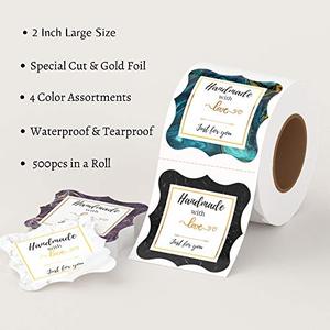 Handmade Reusable 500 Labels 2-Inch Elegant Special Cut Love <b>Stickers</b> <b>Roll</b> Waterproof Vinyl Homemade Goods - Product Image 2