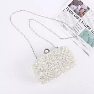 Pochette haut de gamme élégante irisée perle plissée conception soirée sac pour femme pour la fête Date Walk - Product Image 4