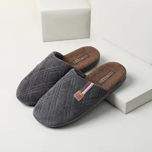 Corefei – pantoufles d'intérieur d'hiver en coton-lin et velours côtelé pour homme, pantoufles de styliste populaire
