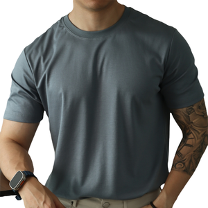Camiseta de Manga Corta para Hombre, Ultra Suave, Casual, Básica, Cuello Redondo, Algodón Modal Premium, Satén, 220 Gramos, Lisa, Transpirable - Product Image 1