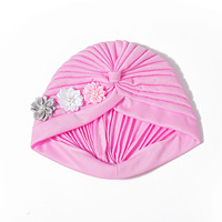 ZiFeng OEM Topi Turban Lipit Tiga Bunga Baru Topi Semangka Warna Solid Gaya Etnik Topi Turban Wanita CE