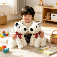 Peluche douce West Highland White Terrier, jouet en peluche Kawaii Westie pour machine à griffes d'arcade et cadeau pour enfants