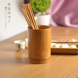 <b>Bamboo</b> Chopstick Holder Cylindrical Standing Type Kitchen Tableware Storage <b>Container</b> For Chopsticks Spoon - Product Image 4